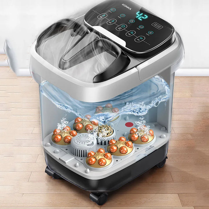 Premium Foot Spa Bath Massager with Heat, 12 Rollers, Digital Control, Pedicure Stone for Acupressure Shiatsu Massage, Foot Pain Relief, Adjustable Temperature, Home Foot Soak Therapy - PhysioFitLab