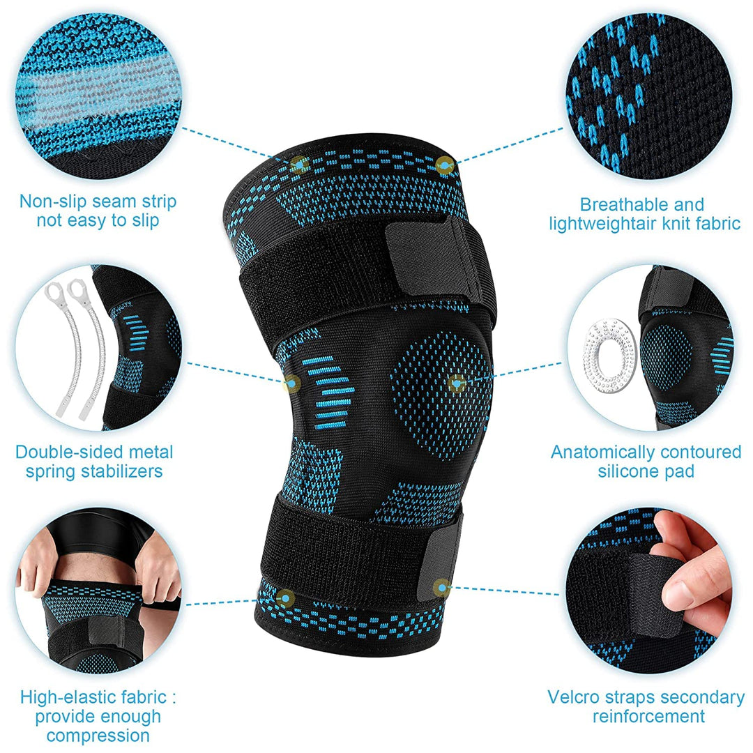 Premium Hinged Knee Brace for Pain Relief & Support, Copper Stabilizers for ACL, Meniscus Tear, Arthritis, Adjustable Open Patella Design, Doctor Recommended, 6 Sizes Available - PhysioFitLab
