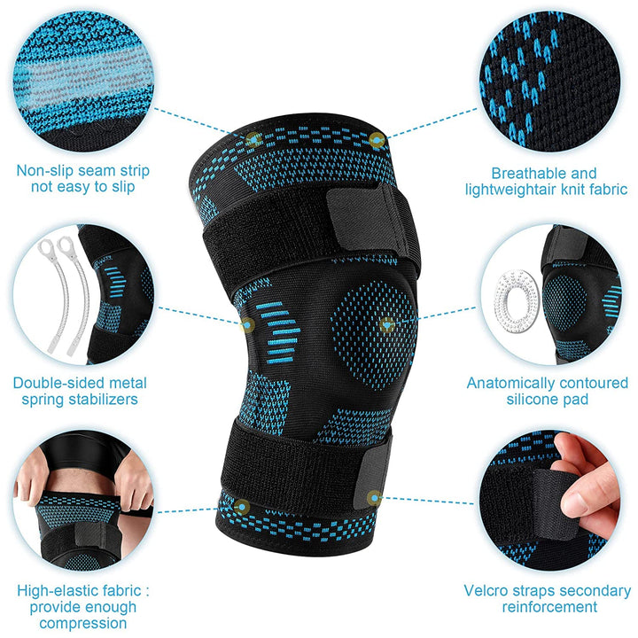 Premium Hinged Knee Brace for Pain Relief & Support, Copper Stabilizers for ACL, Meniscus Tear, Arthritis, Adjustable Open Patella Design, Doctor Recommended, 6 Sizes Available - PhysioFitLab