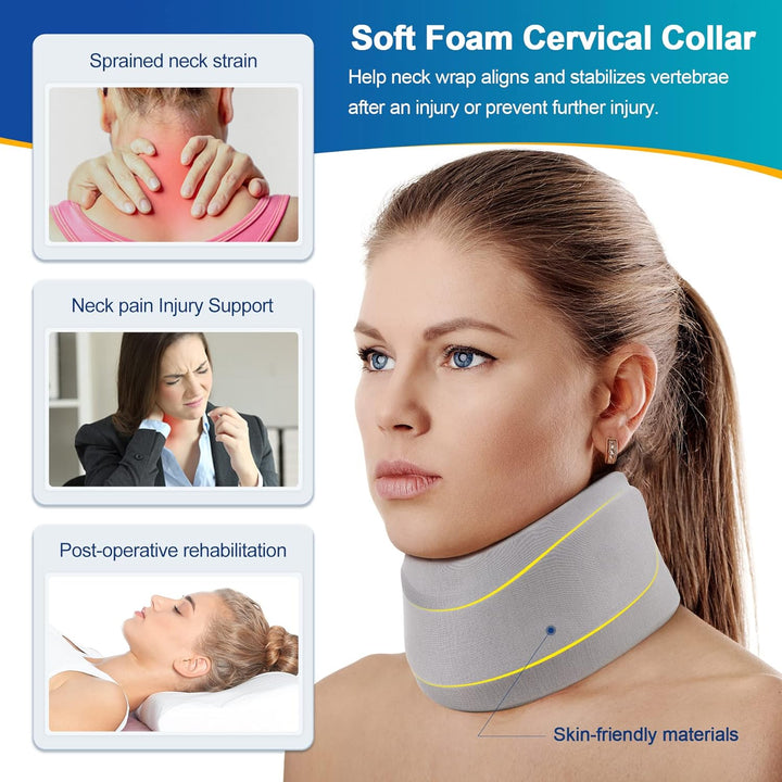 Premium Adjustable Neck Brace Foam Cervical Collar for Pain Relief, Comfortable Support for Home Use and Sleeping, Various Sizes S-XL - PhysioFitLab