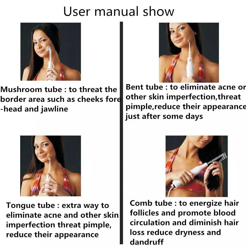 Premium High Frequency Facial Machine, Screen Display Electro Therapy Wand with Glass Tube, Anti-Acne & Wrinkle Removal, Skin