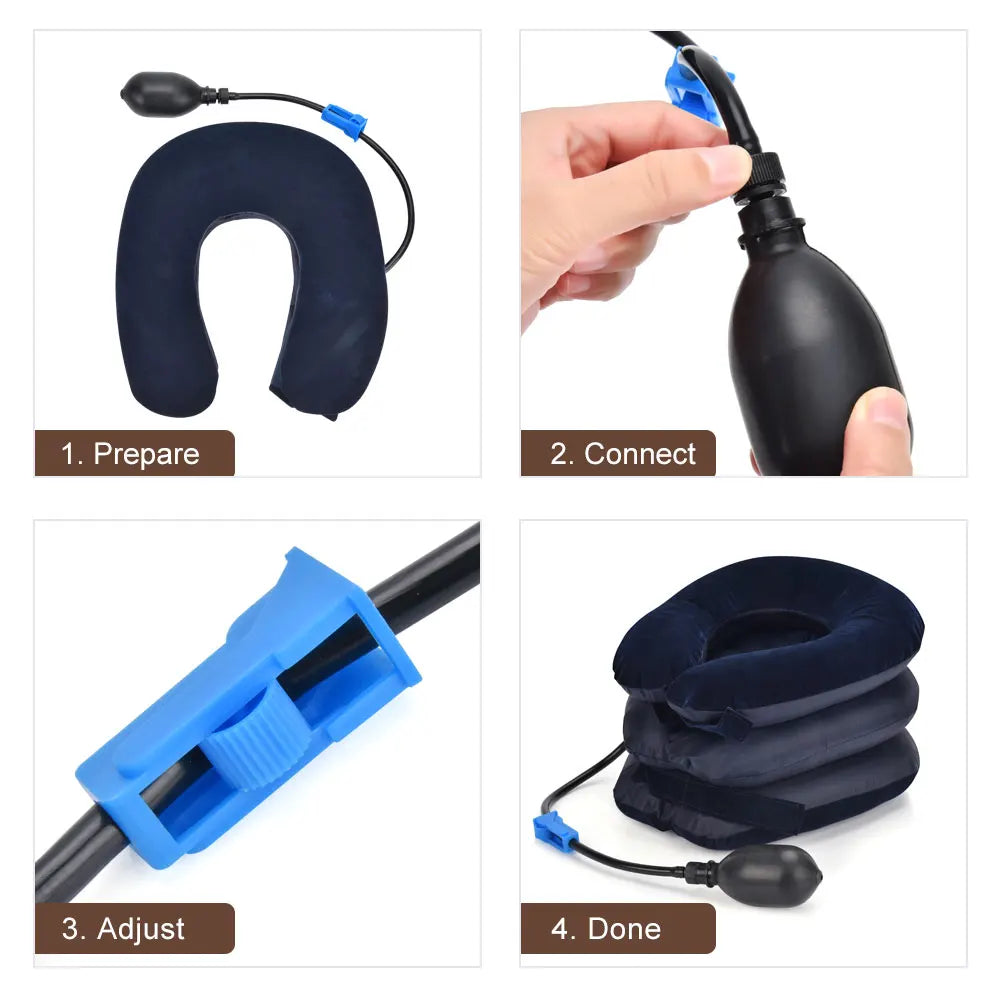 High-Quality Inflatable Neck Collar Pillow for Cervical Traction & Posture Correction, Orthopedic Pain Relief for Neck, Shoulder & Headache - PhysioFitLab