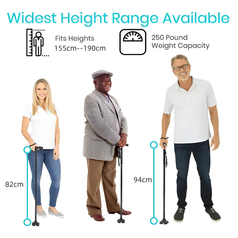 Premium Multifunctional Walking Stick – Telescopic Hiking Cane, Folding Trekking Poles for Seniors, Lightweight Aluminum 