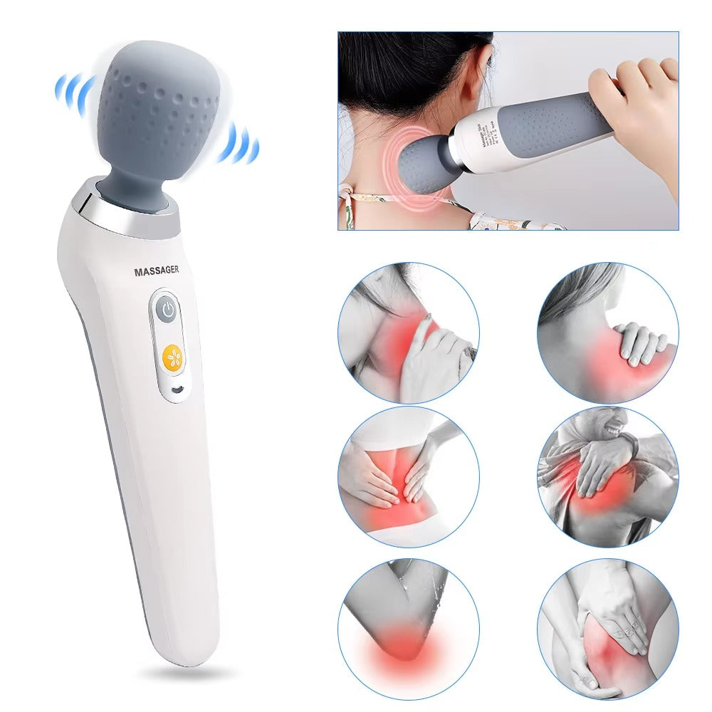 Premium Handheld Electric Massager – Deep Tissue Muscle Pain Relief, Neck & Back Vibration Wand, USB Rechargeable, 5 Modes, Cordless - PhysioFitLab