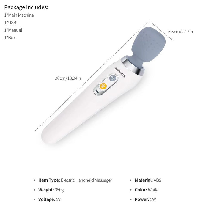 Premium Handheld Electric Massager – Deep Tissue Muscle Pain Relief, Neck & Back Vibration Wand, USB Rechargeable, 5 Modes, Cordless - PhysioFitLab