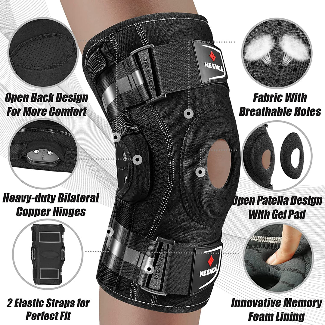 Premium Hinged Knee Brace for Pain Relief & Support, Copper Stabilizers for ACL, Meniscus Tear, Arthritis, Adjustable Open Patella Design, Doctor Recommended, 6 Sizes Available - PhysioFitLab