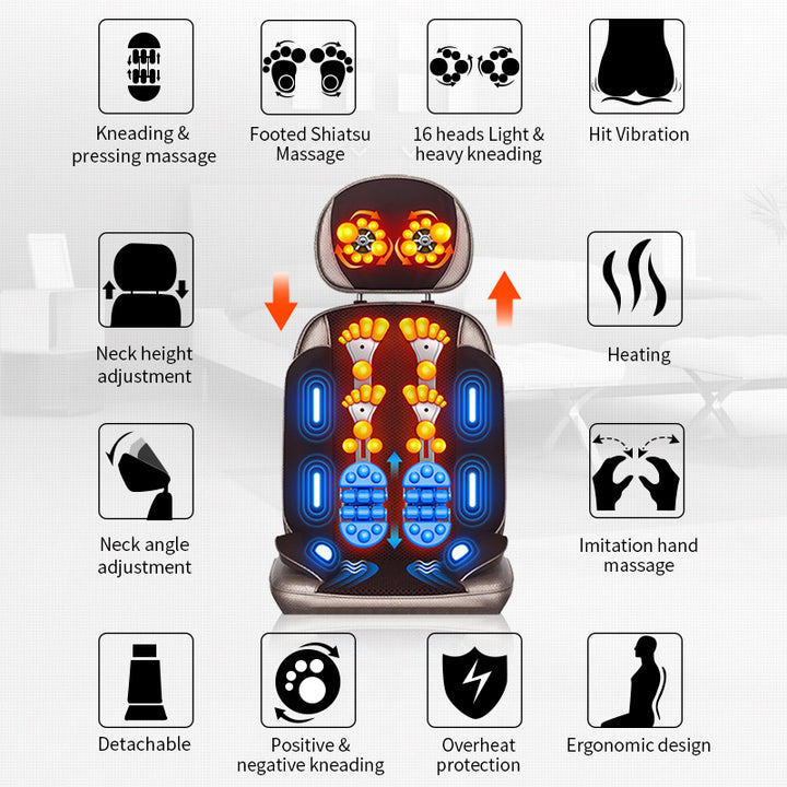 Premium Electric Full Body Massage Chair with Infrared Heating, Deep Kneading, Vibration, and Shiatsu for Neck, Back, Waist, and Legs - Adjustable Height, Easy Control, and Safety Features - PhysioFitLab