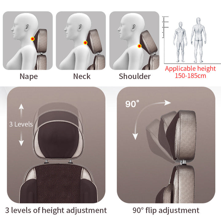 Premium Shiatsu Neck and Back Massager Pillow – Electric Cushion with Infrared Heat, Deep Tissue Kneading, 3 Adjustable Gears