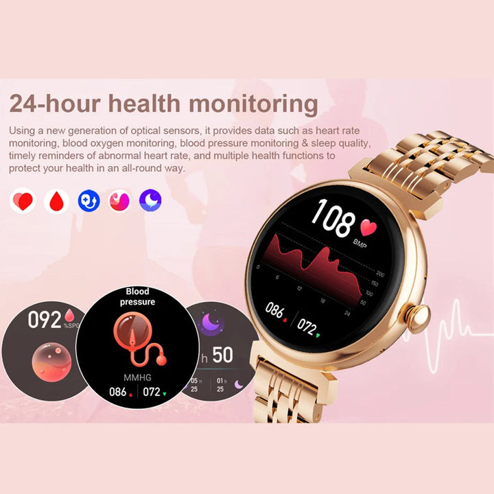 Premium Luxury Women's Smartwatch – Heart Rate, Blood Oxygen, Sleep Monitoring, Bluetooth Call, Diamond Bracelet, 1.32" HD Display, IP67 Waterproof, Fitness Tracker, Multi-Sport Modes - PhysioFitLab