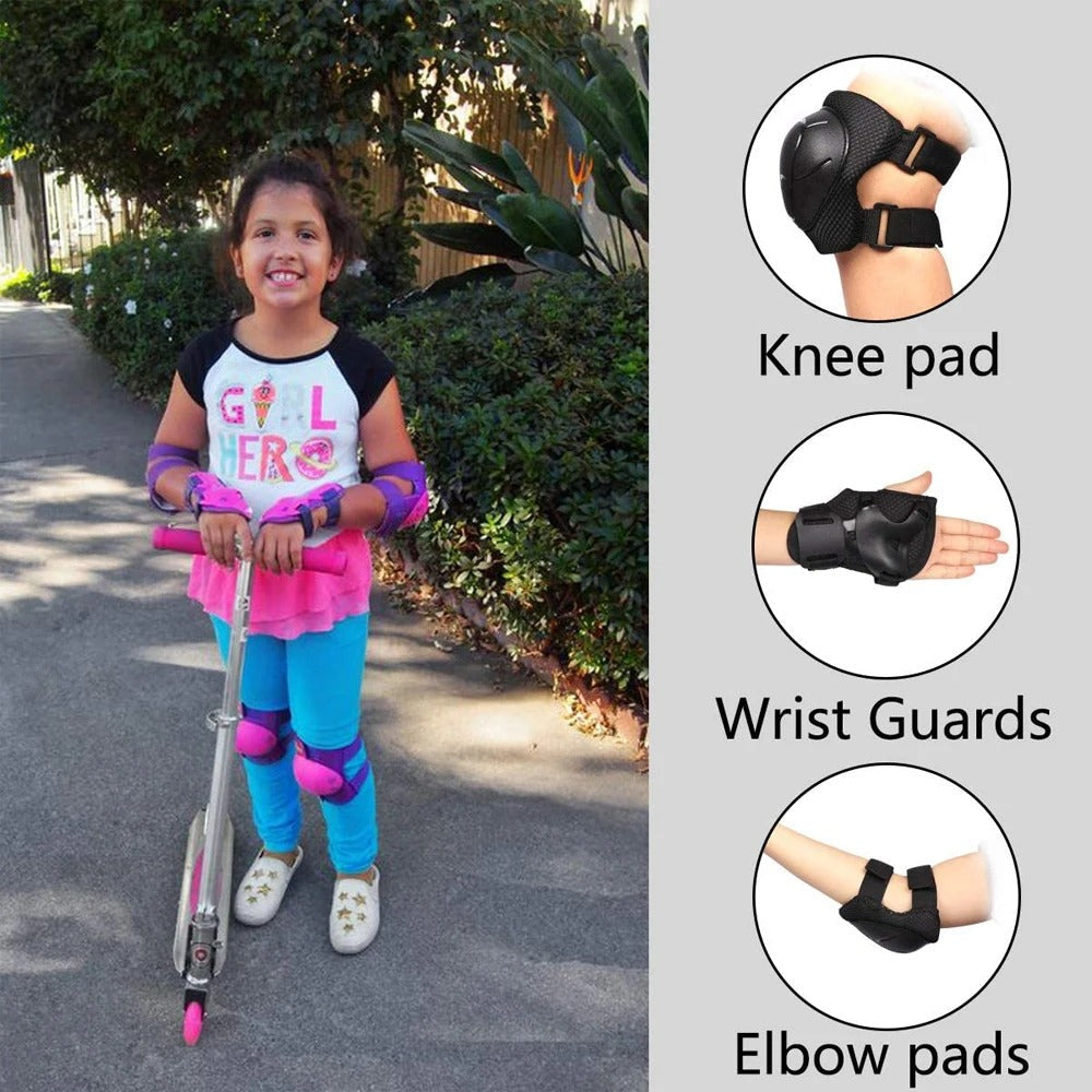 Premium Kids Knee Pads, Elbow Pads & Wrist Guards Safety Set for Ages 3-7, Adjustable Protective Gear for Boys & Girls, Perfect for Skating, Cycling, Skateboard – 6 Pieces - PhysioFitLab