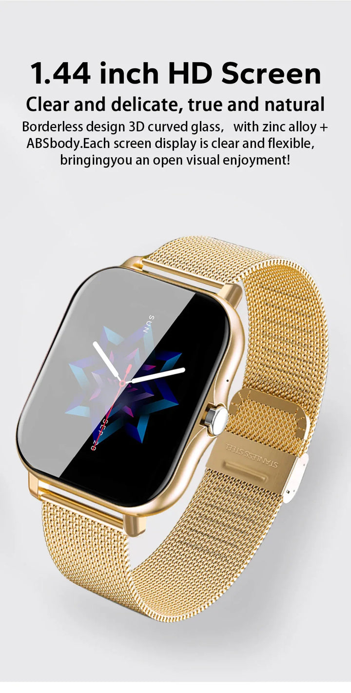Luxury Smartwatch Android OS - 1.44" Full Touch Color Screen, Bluetooth, Custom Dial, for Men & Women, Smart Watch with Call Feature - PhysioFitLab
