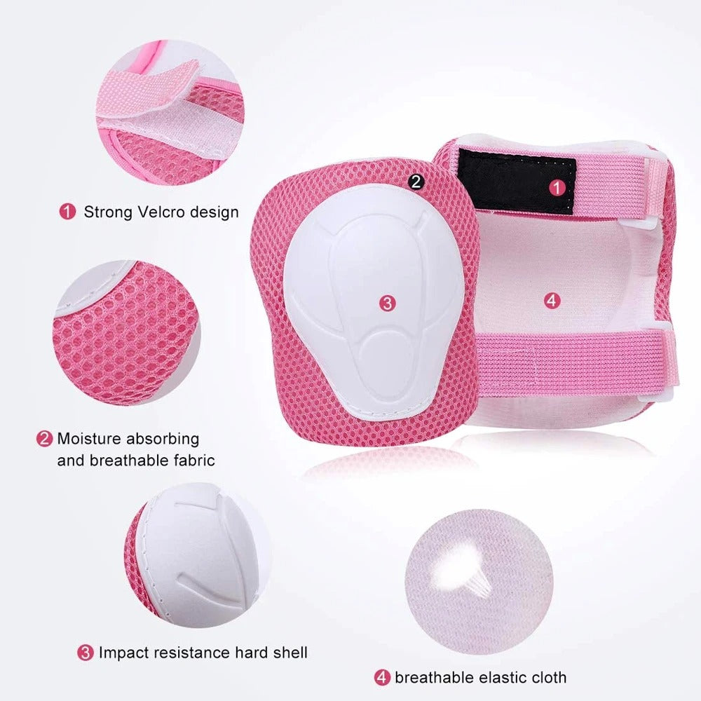 Premium Kids Knee Pads, Elbow Pads & Wrist Guards Safety Set for Ages 3-7, Adjustable Protective Gear for Boys & Girls, Perfect for Skating, Cycling, Skateboard – 6 Pieces - PhysioFitLab