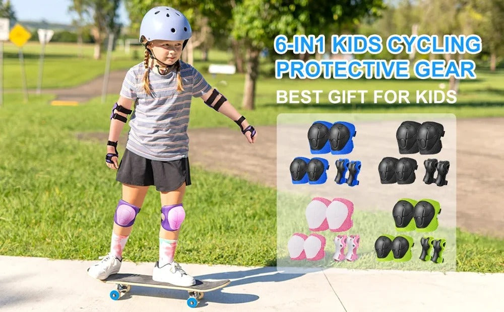 Premium Kids Knee Pads, Elbow Pads & Wrist Guards Safety Set for Ages 3-7, Adjustable Protective Gear for Boys & Girls, Perfect for Skating, Cycling, Skateboard – 6 Pieces - PhysioFitLab