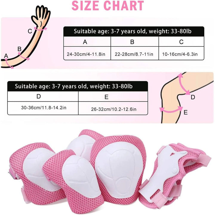 Premium Kids Knee Pads, Elbow Pads & Wrist Guards Safety Set for Ages 3-7, Adjustable Protective Gear for Boys & Girls, Perfect for Skating, Cycling, Skateboard – 6 Pieces - PhysioFitLab