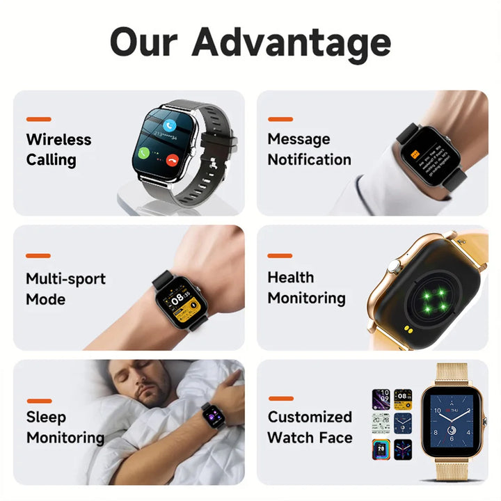 Luxury Smartwatch Android OS - 1.44" Full Touch Color Screen, Bluetooth, Custom Dial, for Men & Women, Smart Watch with Call Feature - PhysioFitLab