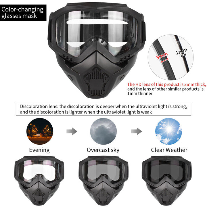 Premium Motorcycle Skull Mouth Mask with UV Protection – Tactical Off-Road Riding Goggles, Windproof, Dust-Proof, Anti-Glare 