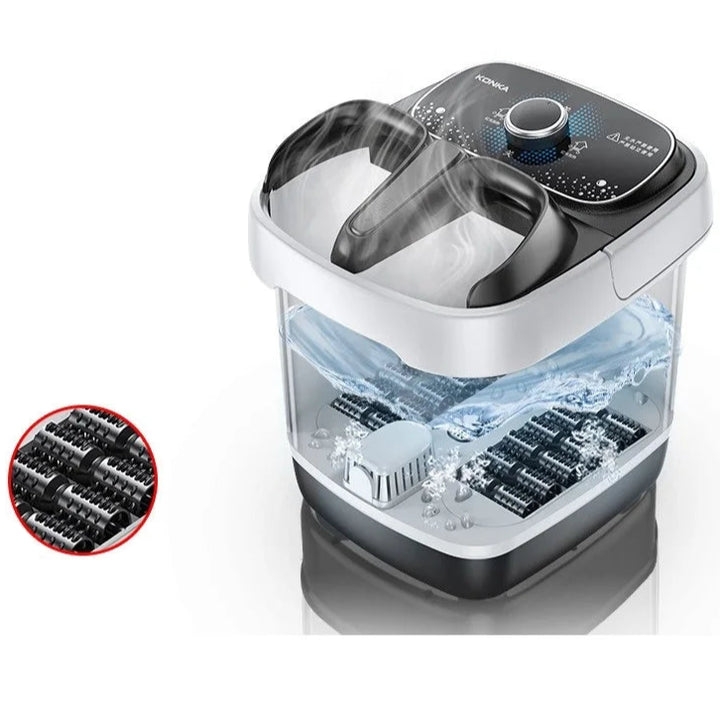 Premium Foot Spa Bath Massager with Heat, 12 Rollers, Digital Control, Pedicure Stone for Acupressure Shiatsu Massage, Foot Pain Relief, Adjustable Temperature, Home Foot Soak Therapy - PhysioFitLab