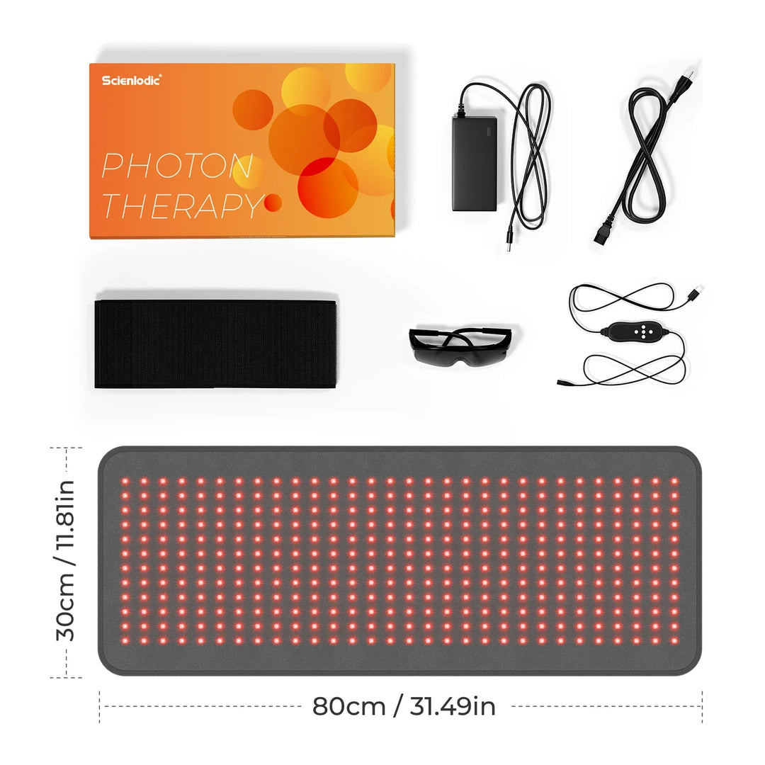 Premium Red & Infrared Therapy Belt for Body Pain Relief & Slimming – 660nm/850nm Large LED Heating Pad with 360 LEDs,  