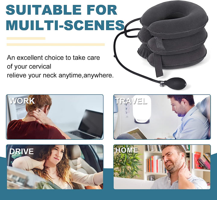 High-Quality Inflatable Neck Collar Pillow for Cervical Traction & Posture Correction, Orthopedic Pain Relief for Neck, Shoulder & Headache - PhysioFitLab