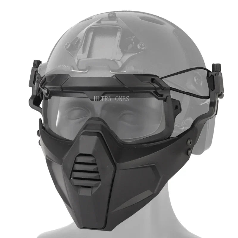 Premium Tactical FAST Helmet Half Face Mask with Flip Goggles – Hunting, Airsoft, Paintball Mask, Helmet Accessories for 