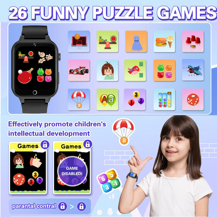 Premium 4G Kids Smartwatch – Video Call, GPS Tracking, IP67 Waterproof, 8GB ROM, Health Monitoring, Wi-Fi, Voice & Video