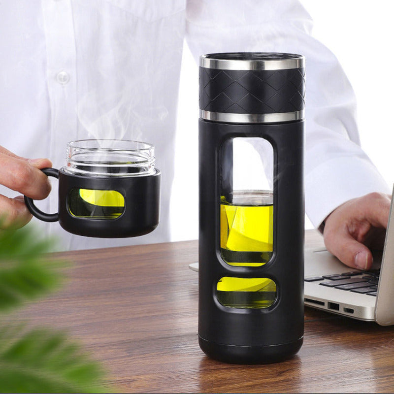 Premium Double-Layer Insulated Tea Cup with Water Separation – 520ML Portable Filtering Cup for Hot & Cold Beverages – Food