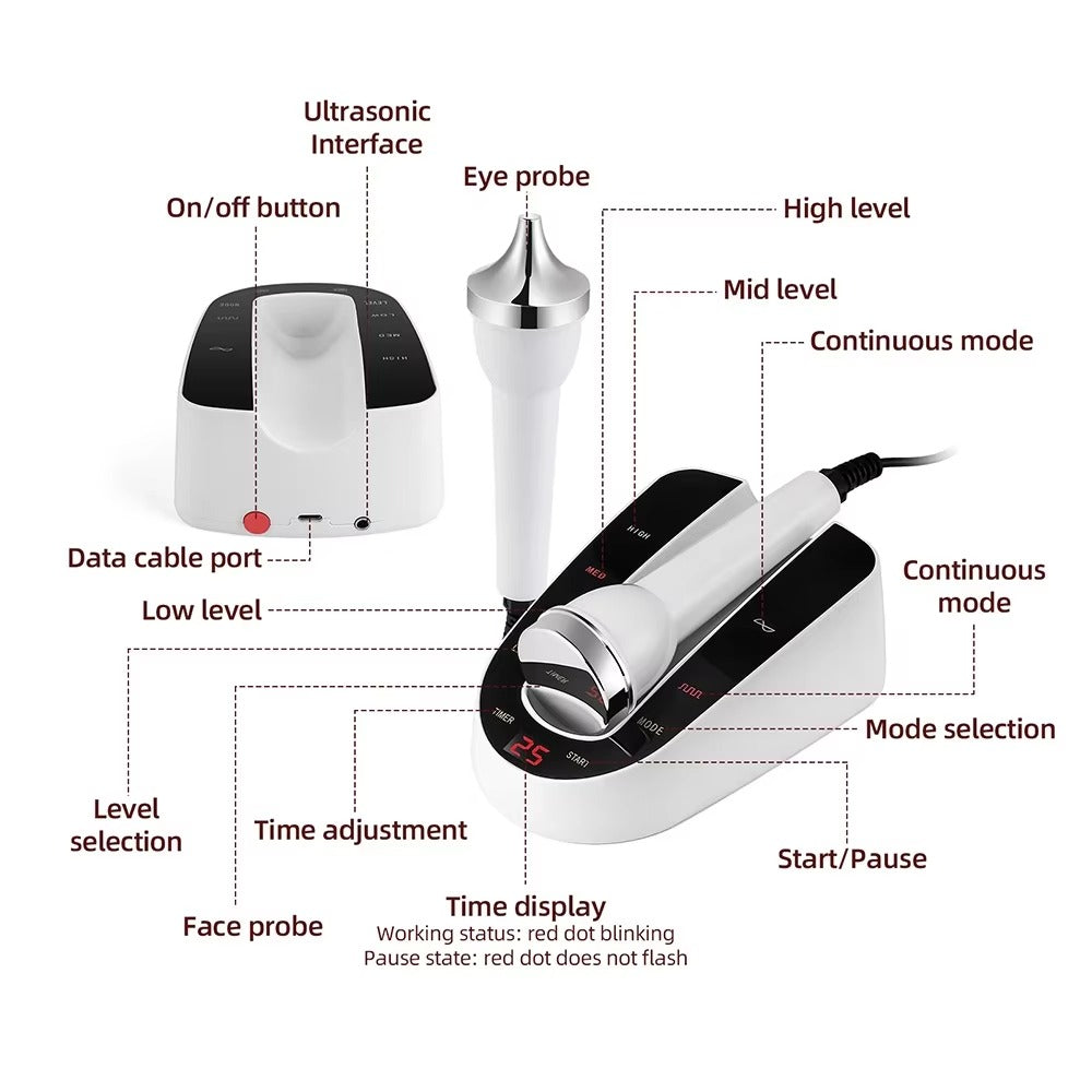 Premium Ultrasonic Beauty Machine – High Frequency Face & Eye Massager, 1MHz Facial Lifting & Ultrasonic Cleansing, Portable Skin Care Device - PhysioFitLab
