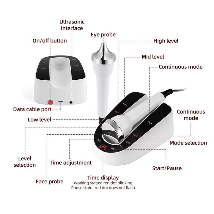 Premium Ultrasonic Beauty Machine – High Frequency Face & Eye Massager, 1MHz Facial Lifting & Ultrasonic Cleansing, Portable Skin Care Device - PhysioFitLab