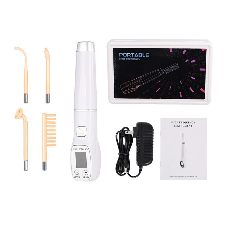 Premium High Frequency Facial Machine, Screen Display Electro Therapy Wand with Glass Tube, Anti-Acne & Wrinkle Removal, Skin