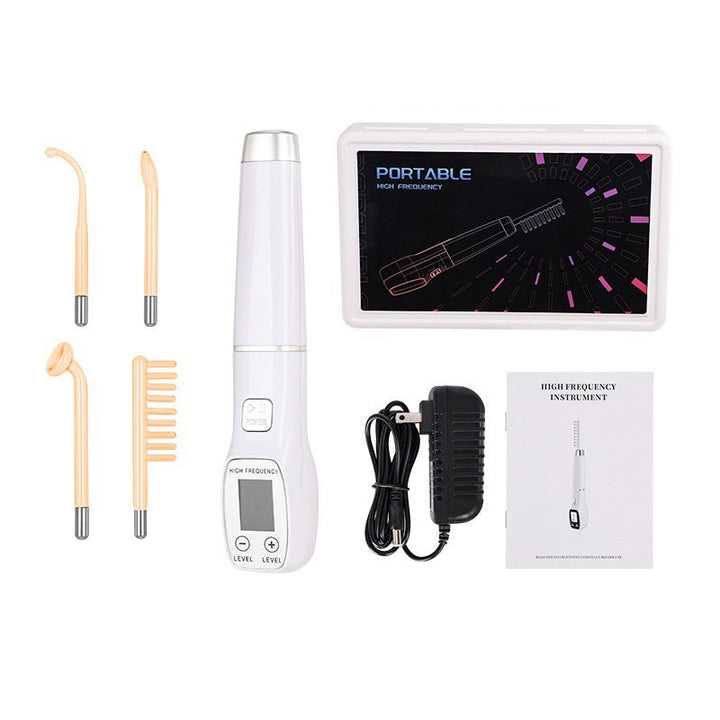 Premium High Frequency Facial Machine, Screen Display Electro Therapy Wand with Glass Tube, Anti-Acne & Wrinkle Removal, Skin