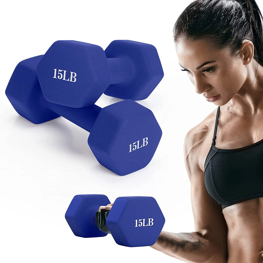 Premium Colored Neoprene Dumbbell Set – Non-Slip Grip for Weightlifting, Includes 2lb, 3lb, 5lb Weights, Compact Storage
