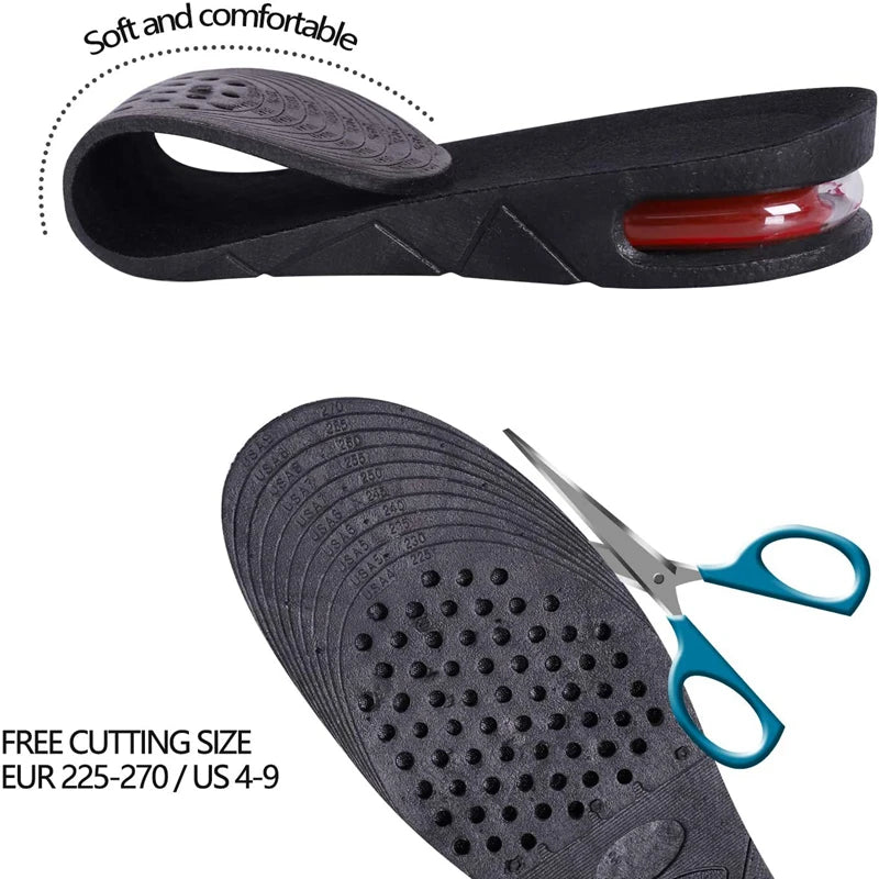 Premium Height Increase Insoles - Air Cushion Elevator Inserts for Men & Women, Adjustable 3-9cm Lift Kits for Comfort and Support, Shock Absorbent - PhysioFitLab