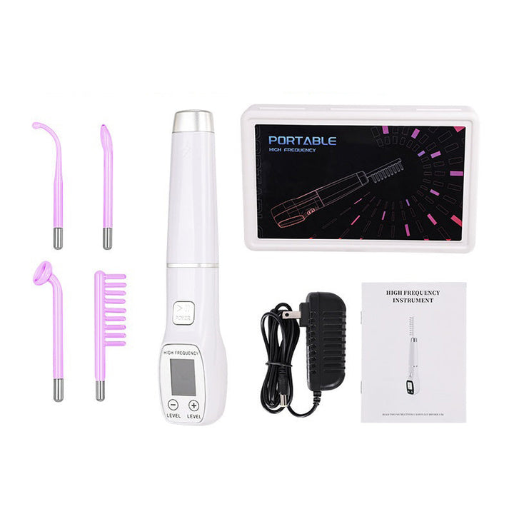 Premium High Frequency Facial Machine, Screen Display Electro Therapy Wand with Glass Tube, Anti-Acne & Wrinkle Removal, Skin