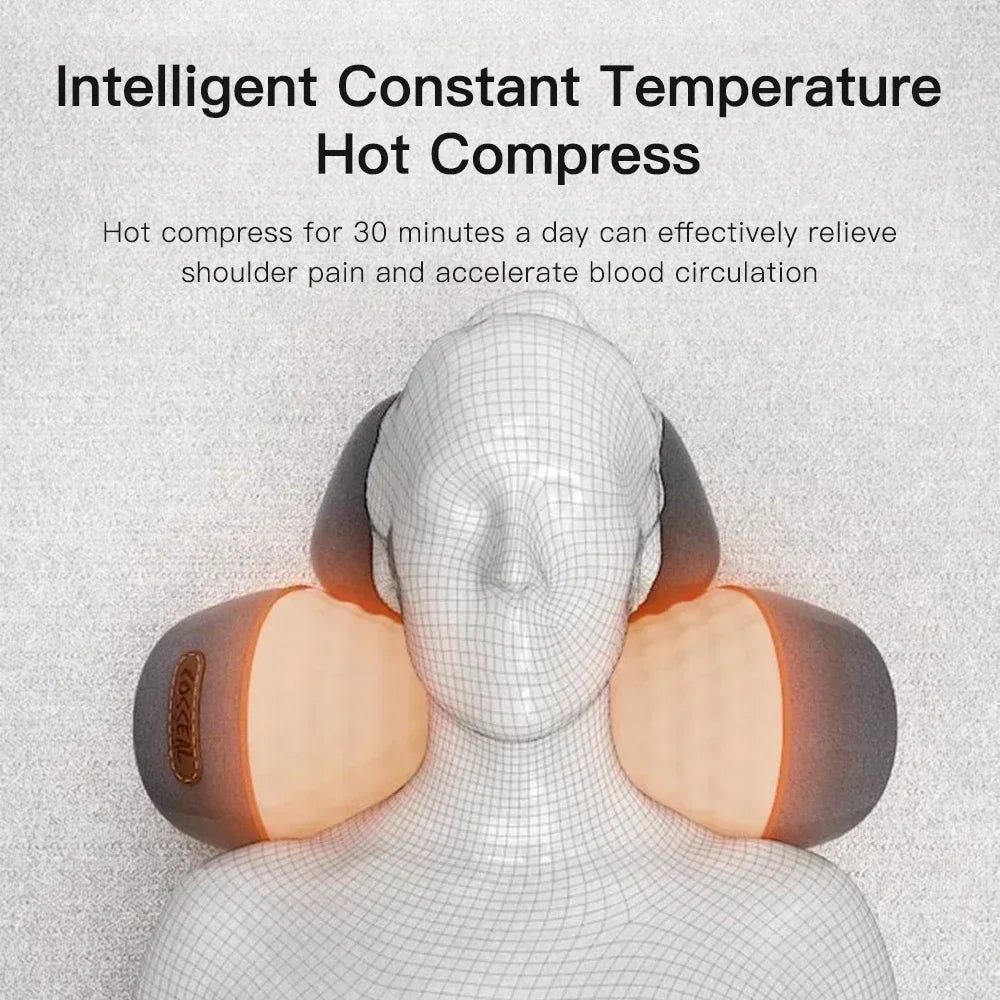 Premium Electric Neck Massager Pillow – Heated & Vibrating Cervical Support, USB Rechargeable, 3 Heat & 3 Vibration Levels for Sleep & Pain Relief - PhysioFitLab