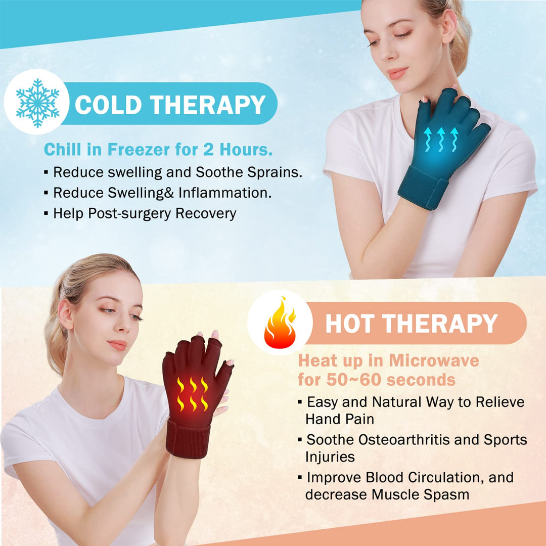 Premium Hot & Cold Therapy Gloves for Arthritis Relief – Adjustable Finger Compression Ice Pack for Wrist Sprains, Tendinitis