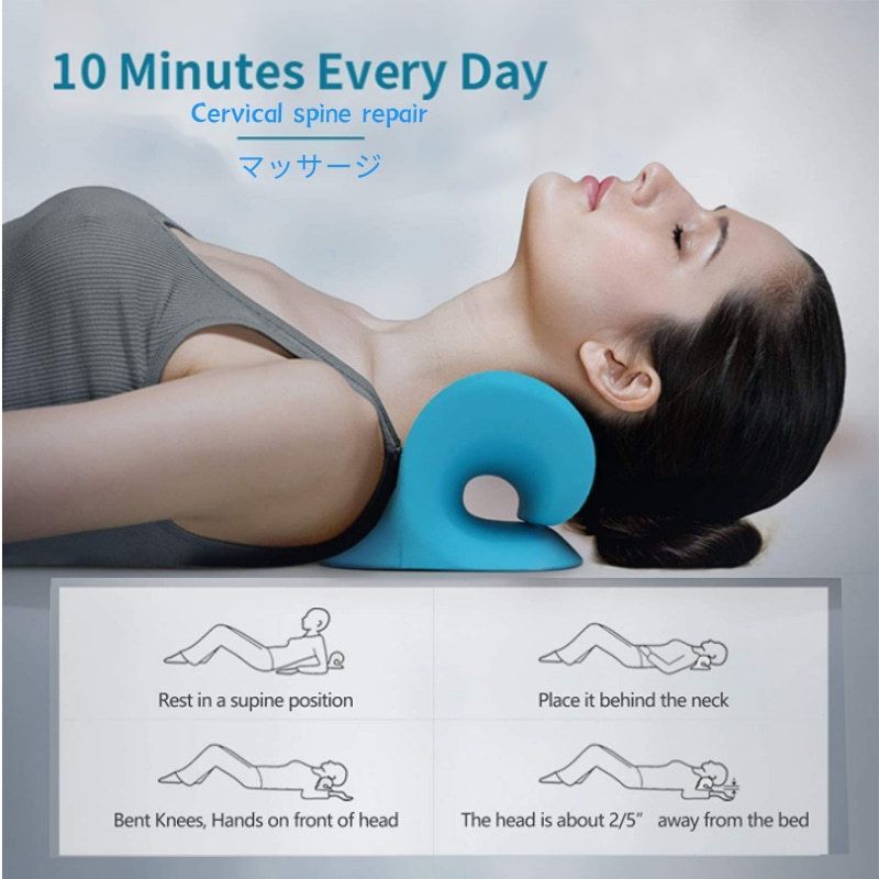 Premium Neck and Shoulder Stretcher Relaxer - Cervical Chiropractic Traction Device, Ergonomic Massage Pillow for Pain Relief and Spine Alignment, Neck Tension & Headache Relief - PhysioFitLab
