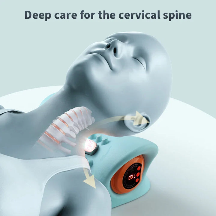 Premium Electric EMS Neck Massager with Heated Neck Stretcher, Vibration and Infrared Airbag Cervical Spine Support for 