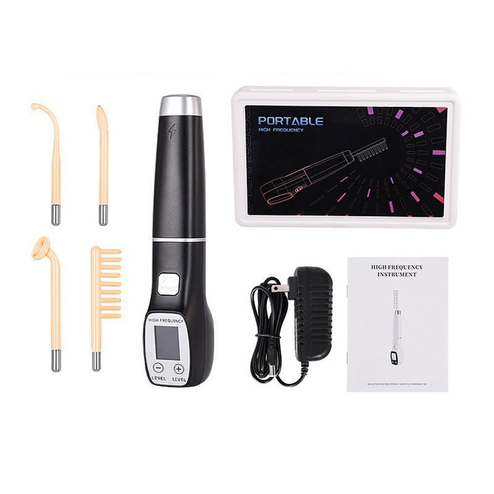 Premium High Frequency Facial Machine, Screen Display Electro Therapy Wand with Glass Tube, Anti-Acne & Wrinkle Removal, Skin