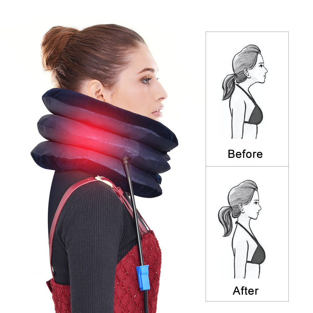 High-Quality Inflatable Neck Collar Pillow for Cervical Traction & Posture Correction, Orthopedic Pain Relief for Neck, Shoulder & Headache - PhysioFitLab