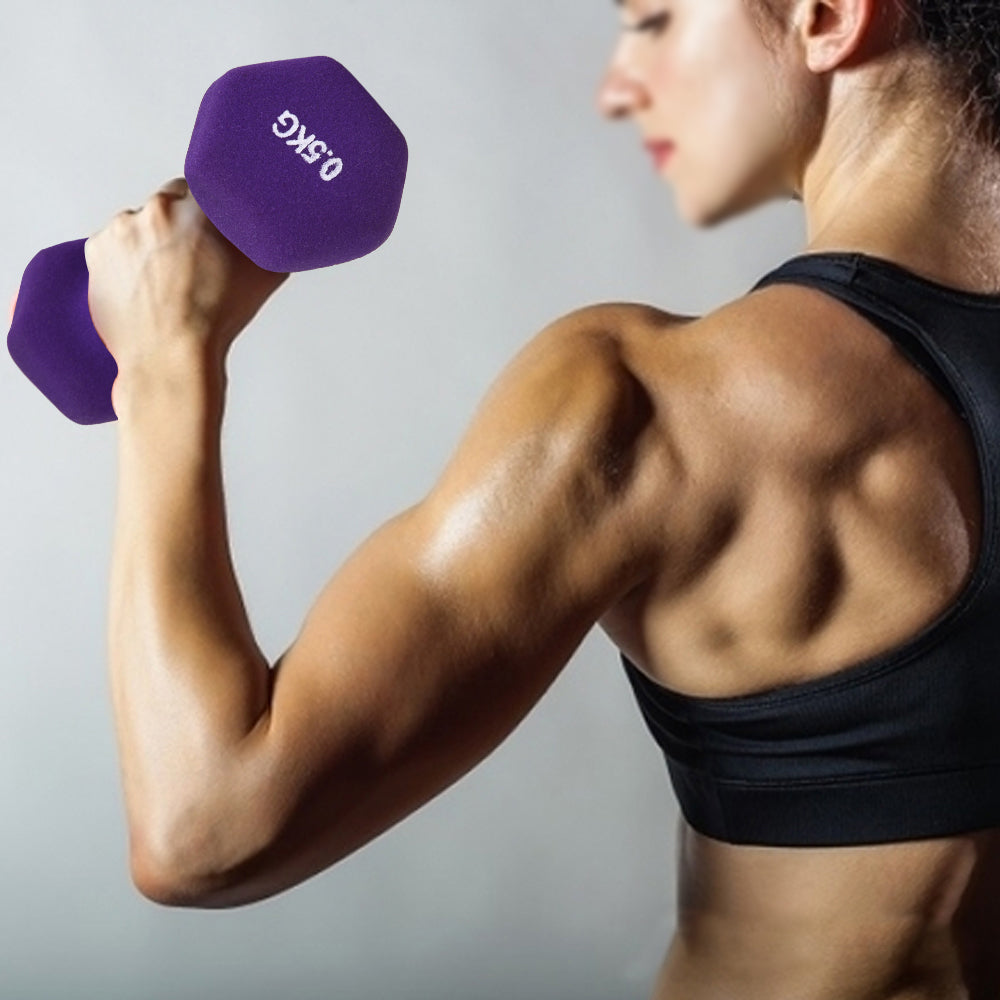 Premium Colored Neoprene Dumbbell Set – Non-Slip Grip for Weightlifting, Includes 2lb, 3lb, 5lb Weights, Compact Storage