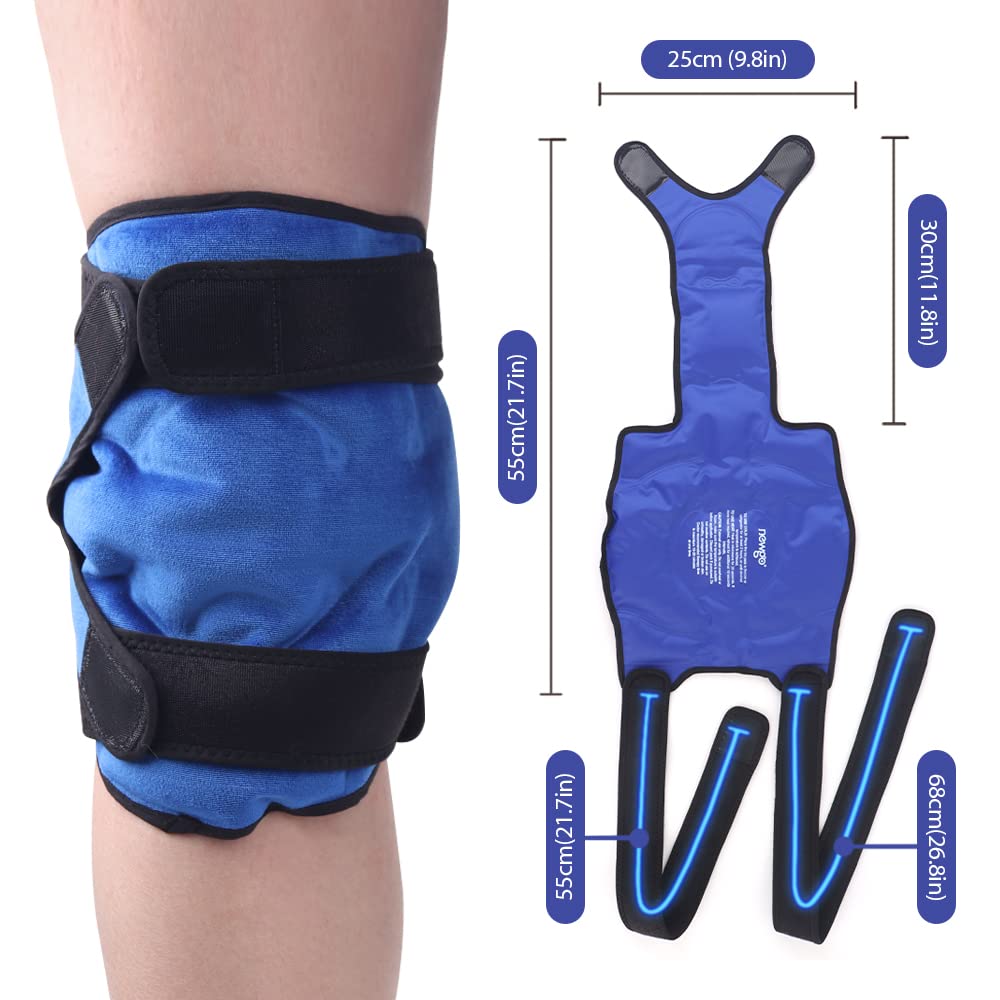 Premium Reusable Knee Ice Pack Wrap – Hot Cold Compress Therapy for Pain Relief, Gel Knee Support for Sprains, Injuries, Full