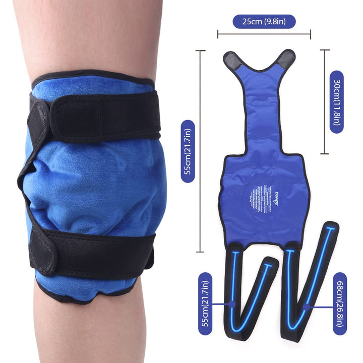Premium Reusable Knee Ice Pack Wrap – Hot Cold Compress Therapy for Pain Relief, Gel Knee Support for Sprains, Injuries, Full
