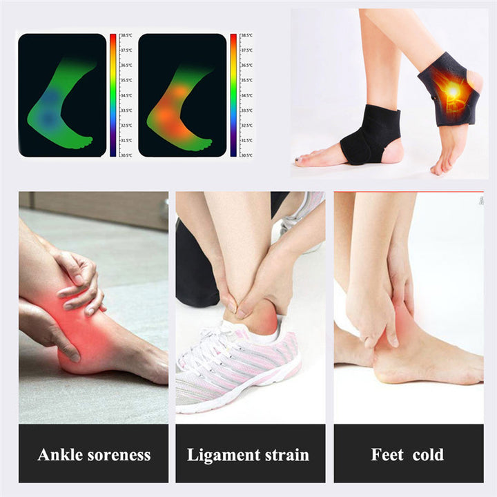 Premium Magnetic Therapy Ankle Brace with Tourmaline, Self-Heating Far Infrared Support, Adjustable Compression, Foot Massager for Pain Relief, Foot Health Care (1 Pair) - PhysioFitLab