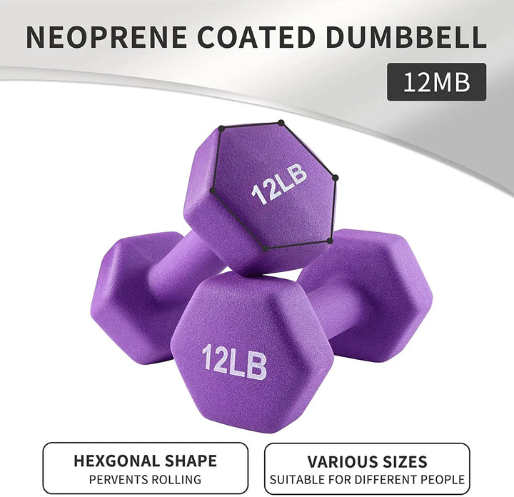 Premium Colored Neoprene Dumbbell Set – Non-Slip Grip for Weightlifting, Includes 2lb, 3lb, 5lb Weights, Compact Storage