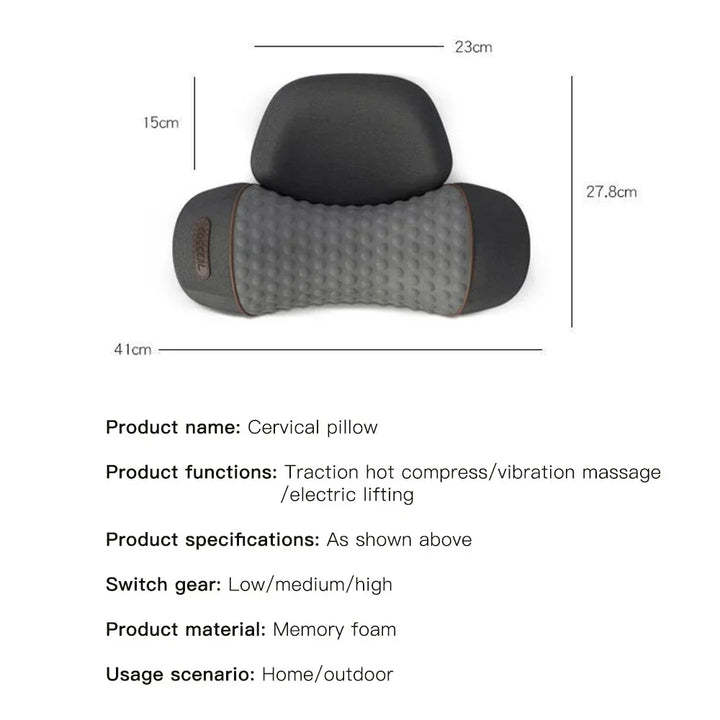 Premium Electric Neck Massager Pillow – Heated & Vibrating Cervical Support, USB Rechargeable, 3 Heat & 3 Vibration Levels for Sleep & Pain Relief - PhysioFitLab