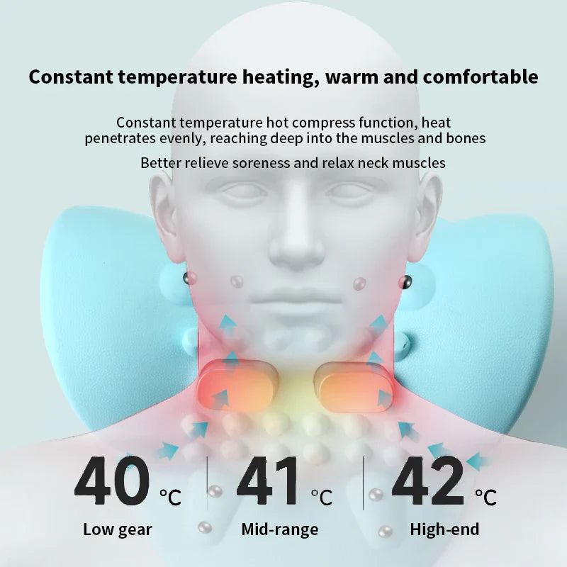 Premium Electric EMS Neck Massager with Heated Neck Stretcher, Vibration and Infrared Airbag Cervical Spine Support for 