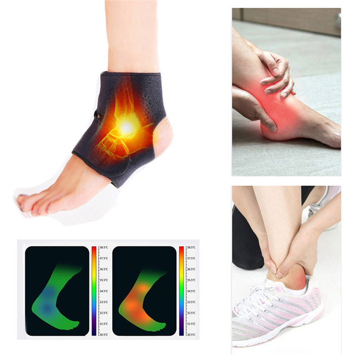 Premium Magnetic Therapy Ankle Brace with Tourmaline, Self-Heating Far Infrared Support, Adjustable Compression, Foot Massager for Pain Relief, Foot Health Care (1 Pair) - PhysioFitLab