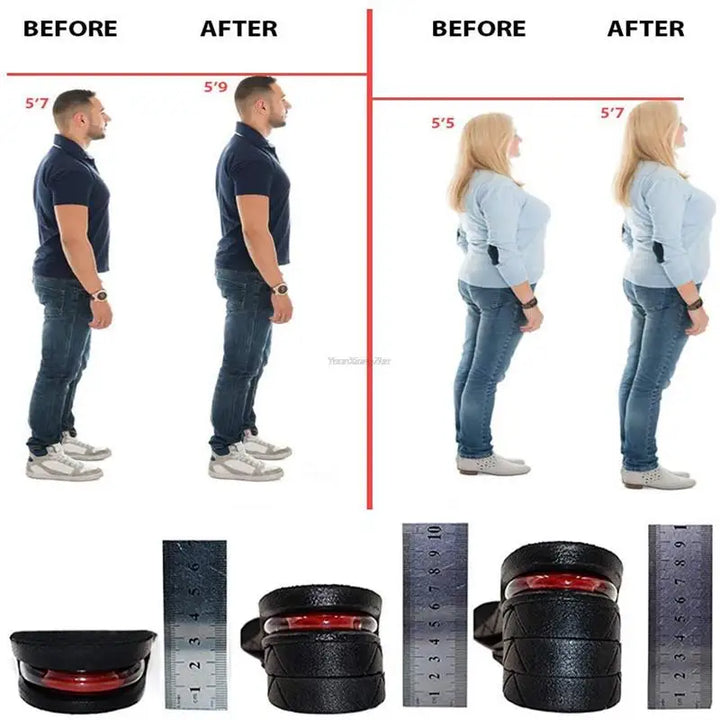Premium Height Increase Insoles - Air Cushion Elevator Inserts for Men & Women, Adjustable 3-9cm Lift Kits for Comfort and Support, Shock Absorbent - PhysioFitLab