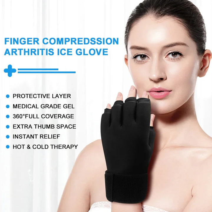 Premium Hot & Cold Therapy Gloves for Arthritis Relief – Adjustable Finger Compression Ice Pack for Wrist Sprains, Tendinitis