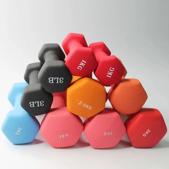 Premium Colored Neoprene Dumbbell Set – Non-Slip Grip for Weightlifting, Includes 2lb, 3lb, 5lb Weights, Compact Storage